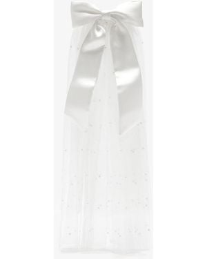 Self-Portrait Satin Bow Embellished Veil - White