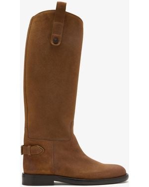Burberry Suede Cavalier Boots - Brown