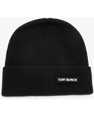 Tory Burch Ribbed Knit Beanie - Black