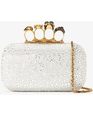 McQueen Skull Four Ring Clutch - White