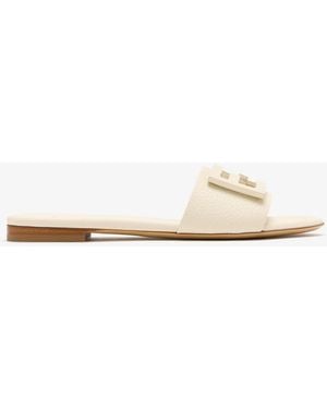 Fendi Baguette Slide Sandals - White