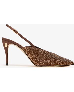 Jennifer Chamandi Diego 85 Crystal Embellished Pumps - Brown
