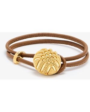 Burberry Leather Check Granulation Bracelet - Brown