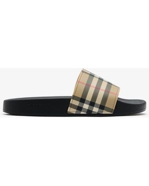 Burberry Check Slides - White