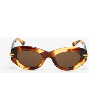 Bottega Veneta Mitre Oval Sunglasses - Brown