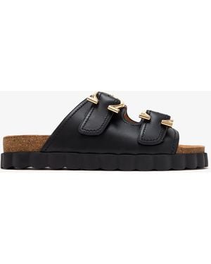 シューズ・サンダルその他 FERRAGAMO Woman Flat sandals Black 01G997 769636 001 Flat slide with Gancini ornament - Women | Ferragamo