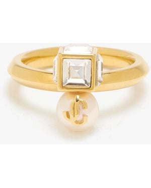 Jimmy Choo Jc Pearl Cube Ring - Metallic