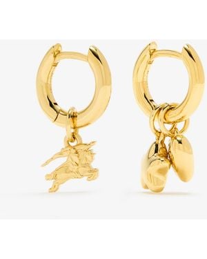 Burberry Mini Charm Hoop Earrings - Metallic