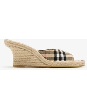 Burberry Check Mews Espadrille Mules - Natural