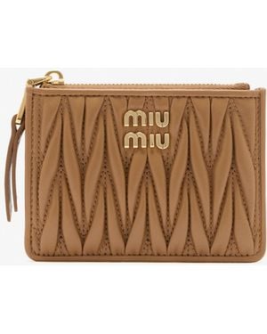 Miu Miu Matelassé Nappa Leather Card Holder - Brown
