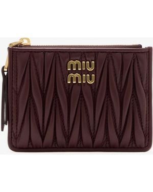 Miu Miu Matelassé Nappa Leather Card Holder - Purple