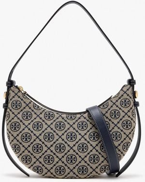 Tory Burch Monogram Crescent Bag - Gray