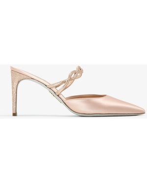 Rene Caovilla Braid Mules - White