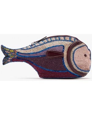 STAUD Pesce Beaded Clutch - Purple