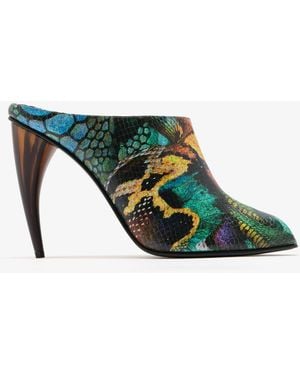 McQueen Horn Mules - Green