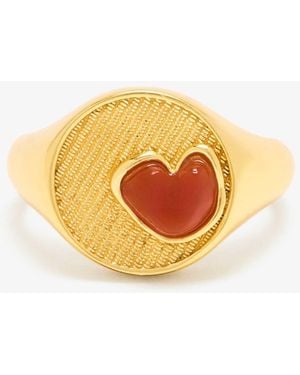 Ryenn's Eyes Carnelian Heart Signet Ring - Orange