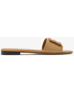 Fendi Baguette Slide Sandals - White