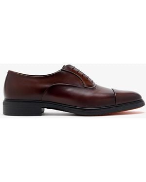 Santoni Leather Easy-On Oxford Shoes - Brown