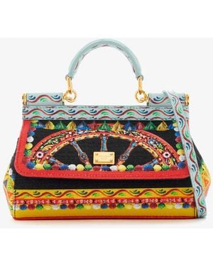 Dolce & Gabbana Mini Carretto-Print Sicily Handbag - Multicolor
