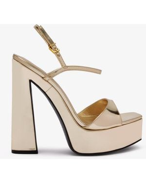 SCHUTZ SHOES Metallic Leather Platform Sandals - Natural