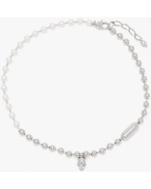 McQueen Skull & Pearl Necklace - White