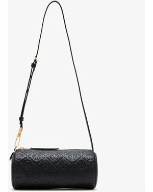 Tory Burch T Monogram Pebbled Cylinder Bag - White