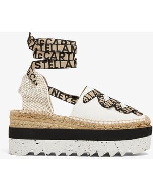 Stella McCartney Gaia Canvas Wedge Espadrilles - White
