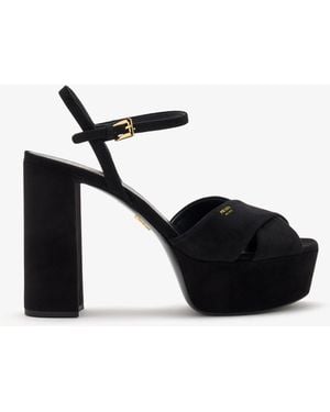 Prada Suede Platform Sandals - Black