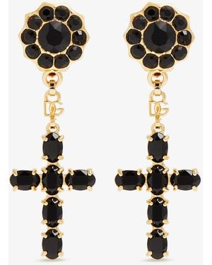 Dolce & Gabbana Cross Drop Earrings - Black