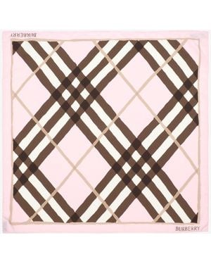 Burberry Watercolor Check Silk Scarf - Pink