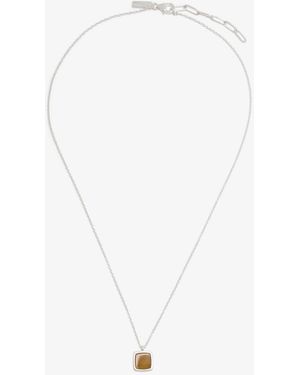Common Lines Tiger Eye Pendant Necklace - White