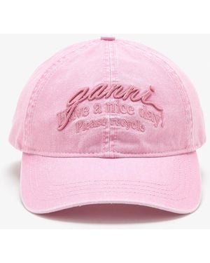 Ganni Logo Cap - Pink