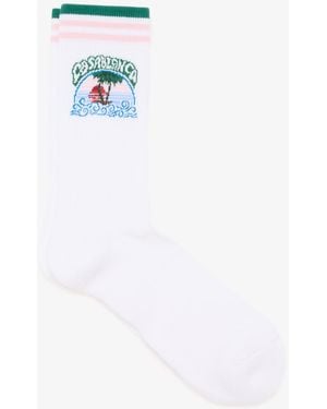 CASABLANCA Palm Tree Emblem Socks - White