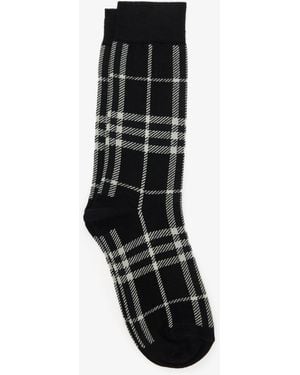 Burberry Check Cotton Cashmere Blend Socks - Black