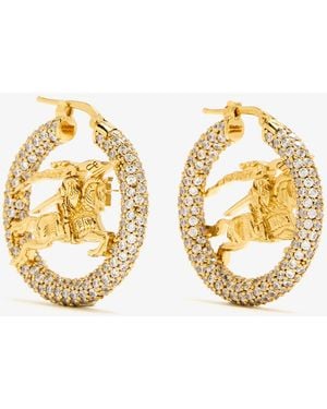 Burberry Knight Pavé Hoop Earrings - Metallic