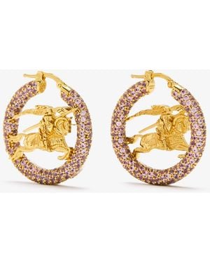 Burberry Ekd Pavé Hoop Earrings - Metallic