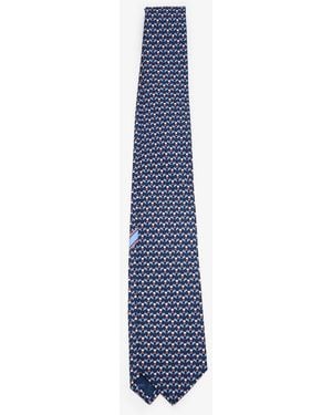 Ferragamo Club Print Silk Tie - Blue