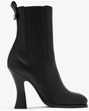 Burberry Leather Pillar Ankle Boots - Black