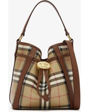 Burberry Mini Check Bucket Bag - Natural