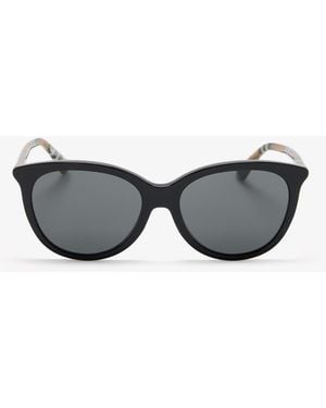 Burberry Tubular Check Round Sunglasses - Gray