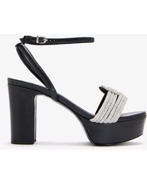 SCHUTZ SHOES Crystal-Embellished Platform Sandals - White