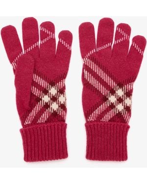 Burberry Check Gloves - Red