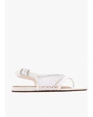Alaïa Fishnet Thong Sandals - White