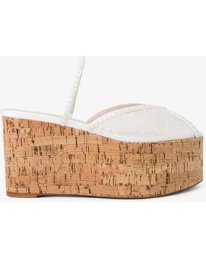 Andrea Wazen Paloma 90 Wedge Sandals - White