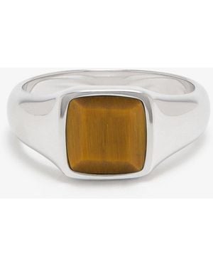 Common Lines Tiger Eye Ring - White