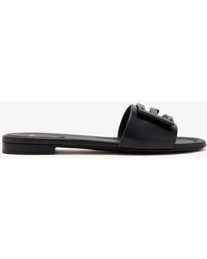 Fendi Baguette Slide Sandals - White