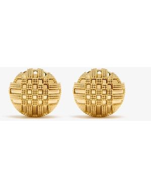 Burberry Check Granulation Sphere Earrings - Metallic