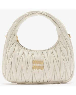 Miu Miu Wander Matelassé Nappa Leather Hobo Bag - White