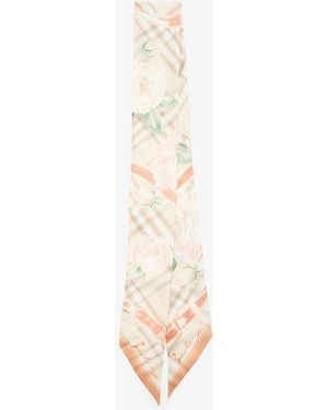 Burberry Skinny Check Silk Scarf - White
