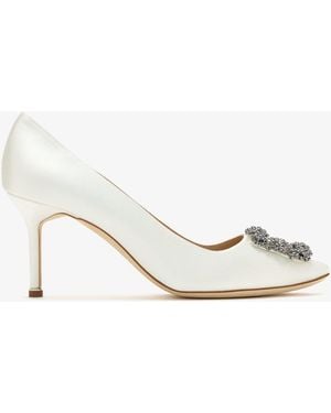 Manolo Blahnik Hangisi Satin Pumps - White